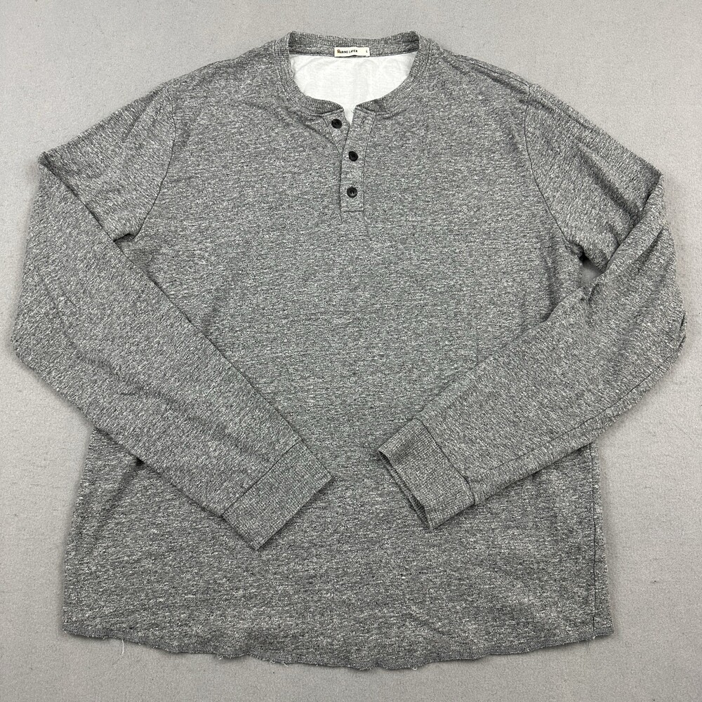 Marine Layer Shirt Men Large Gray Signature Henley Long Sleeve Super Soft L
